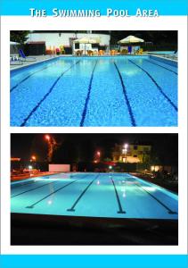 two pictures of a swimming pool at night at Camping Versilia Mare in Lido di Camaiore