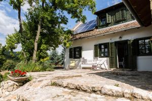 a house with solar panels on the roof at Henye holiday homes in Balatonhenye