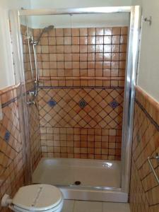 y baño con ducha y aseo. en Casa Masaria, en Lipari