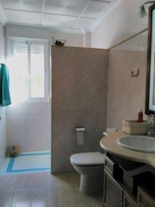 ein Badezimmer mit Dusche, Toilette und Waschbecken in der Unterkunft Villa Rural Campillo de Arenas in Campillo de Arenas