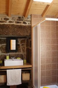 bagno con lavandino e doccia in camera di Casa de Pedra a Viseu Altre 28 foto