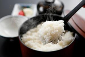 a pot of rice with a spoon in it at Bosenkan in Gero +129 photos