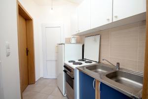 a kitchen with a sink and a stove and a refrigerator at Apartments Vila Dusan in Sutomore +35 photos