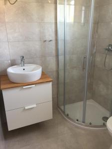 y baño con lavabo y ducha. en L&L Apartments en Vir