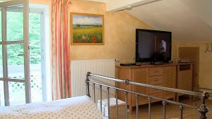 TV a/nebo společenská místnost v ubytování Landgasthof zum Hirschenstein, Pension Garni