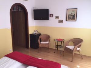 Televízia a/alebo spoločenská miestnosť v ubytovaní Hotel Pension Alte Mühle + 34 fotografií
