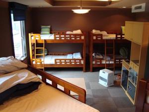 a dorm room with four bunk beds in a room at Kashimayari Sports Village in Omachi