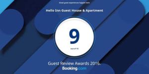 Un certificado, premio, letrero u otro documento en Hello Inn Guest House & Apartment