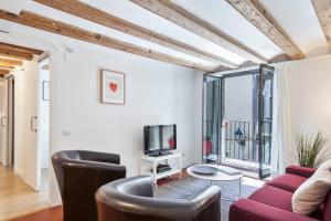 sala de estar con sofá y TV en Inside Barcelona Apartments Esparteria en Barcelona