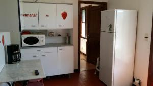 アンティーブにあるVilla Manéのキッチン(白い冷蔵庫、電子レンジ付)