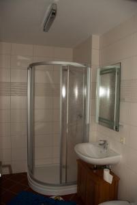 a bathroom with a shower and a sink at Villa Sängerstein in Eisenach