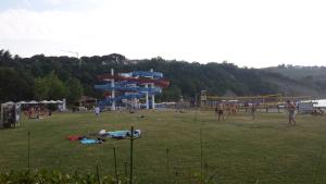 Eine Gruppe von Menschen in einem Park mit einem Volleyball in der Unterkunft MILLENCA Apartment in Izola