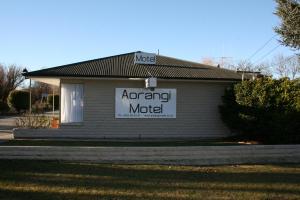 a sign on the side of a building at Aorangi Motel in Fairlie