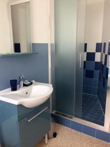 a bathroom with a sink and a shower at Joy Living in Sandra