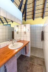 a bathroom with a sink and a mirror at Trans Kalahari Inn in Voigtland