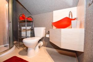 een badkamer met een wit toilet en een wastafel bij Pokoje Gościnne Estilo in Witów