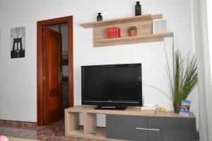 TV de pantalla plana en la parte superior de una mesa en Apartamento Segalerva Centro, en Málaga