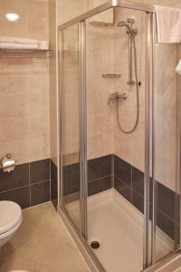 a bathroom with a shower and a toilet at Hotel Resort Villa Luisa & Spa in San Felice del Benaco