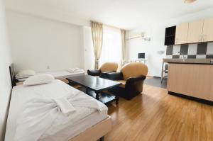 A kitchen or kitchenette at Plovdiv Hotel