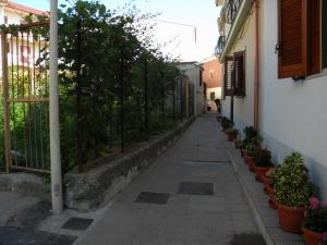 un callejón con macetas al lado de un edificio en B&B Il Giardino Diamante, en Diamante