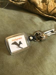 a key chain with a picture of a bird on it at Aquila house in Catania