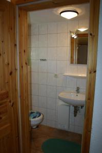 a bathroom with a sink and a toilet at Boddenbrise in Born