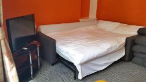 a bedroom with a bed and a tv in it at Central Dumfries in Dumfries