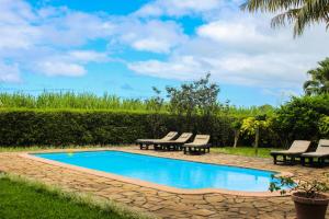 a swimming pool with lounge chairs and a table at Auberge de Saint Aubin in LʼUnion