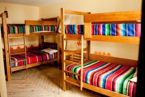 Uma ou mais camas em beliche em um quarto em Hostal San Fransiskuni