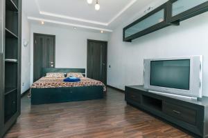 a bedroom with a bed and a tv in it at Apartments on Henerala Zhmachenka in Kyiv