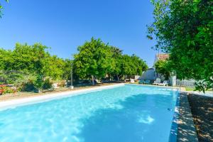 a swimming pool in a yard with trees at Huerta la Pimentada in Palma del Río