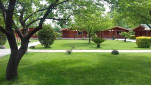 une maison dans un parc avec une cour verdoyante dans l'établissement Kompleksi Turistik Leonardo, à Shëngjin