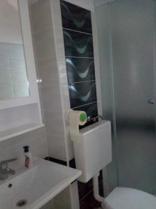 a small bathroom with a toilet and a sink at Apartment More Sumartin in Sumartin +45 photos