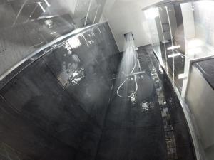 an overhead view of a bathroom with a toilet in a room at Catalans in Marseille