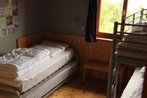 DeutschgriffenにあるVakantiewoning Karinthiëの窓付きの部屋の二段ベッド1台分です。