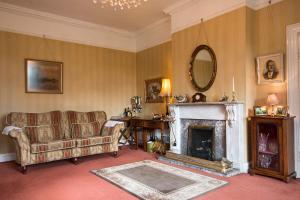 a living room with a couch and a fireplace at Garrane House in Croom +24 photos