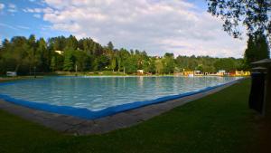 ein großer Pool mit Wasser in einem Park in der Unterkunft Chalupa Pod Drábskými světničkami in Mnichovo Hradiště