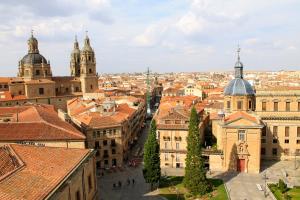 an aerial view of a city with buildings at Alevia in Salamanca