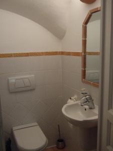 a small bathroom with a sink and a toilet at Au vallon rouge (Suite double) in Saint-Paul-de-Vence