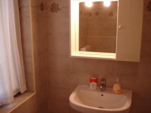 un bagno con lavandino e specchio di Apartman Klimic a Umag (Umago) Altre 49 foto