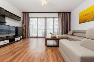 Televízia a/alebo spoločenská miestnosť v ubytovaní Apartamenty Platan