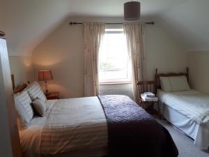 a bedroom with two beds and a window at The Creggs in Ballyvaughan