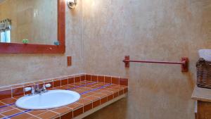 a bathroom with a sink and a mirror at Rancho de la Osa Guest Ranch in Sasabe