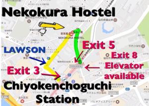 a map of aikiikiikiikiikiikiikiikiikiikiikiiki at Nekokura Hostel in Fukuoka