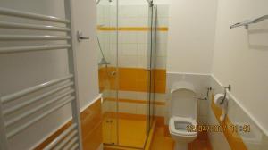 ママイアにあるKING 2のバスルーム(トイレ、ガラス張りのシャワー付)