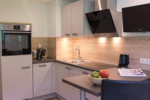 Kuchyň nebo kuchyňský kout v ubytování Fernerblick Apartments