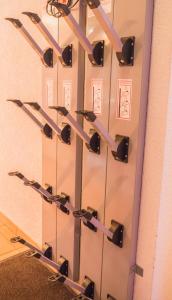 a row of lockers in a room at Chalet Renouveau in Saint-Martin-de-Belleville