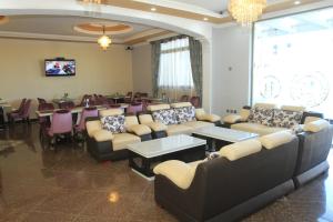 亚的斯亚贝巴Hera Addis Hotel的带沙发和桌椅的等候室