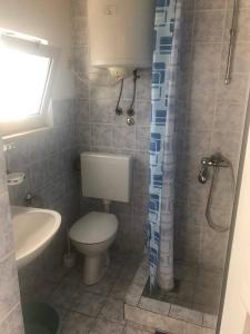 a bathroom with a toilet and a sink and a shower at Apartment Ljilja in Blato +56 photos