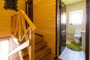 a staircase in a bathroom with a toilet at Adelis in Yaremche +63 photos